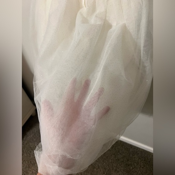 Janie and Jack 12 Ivory White Pleated Shimmer Tulle Starry Night Formal Dress - Picture 7 of 9